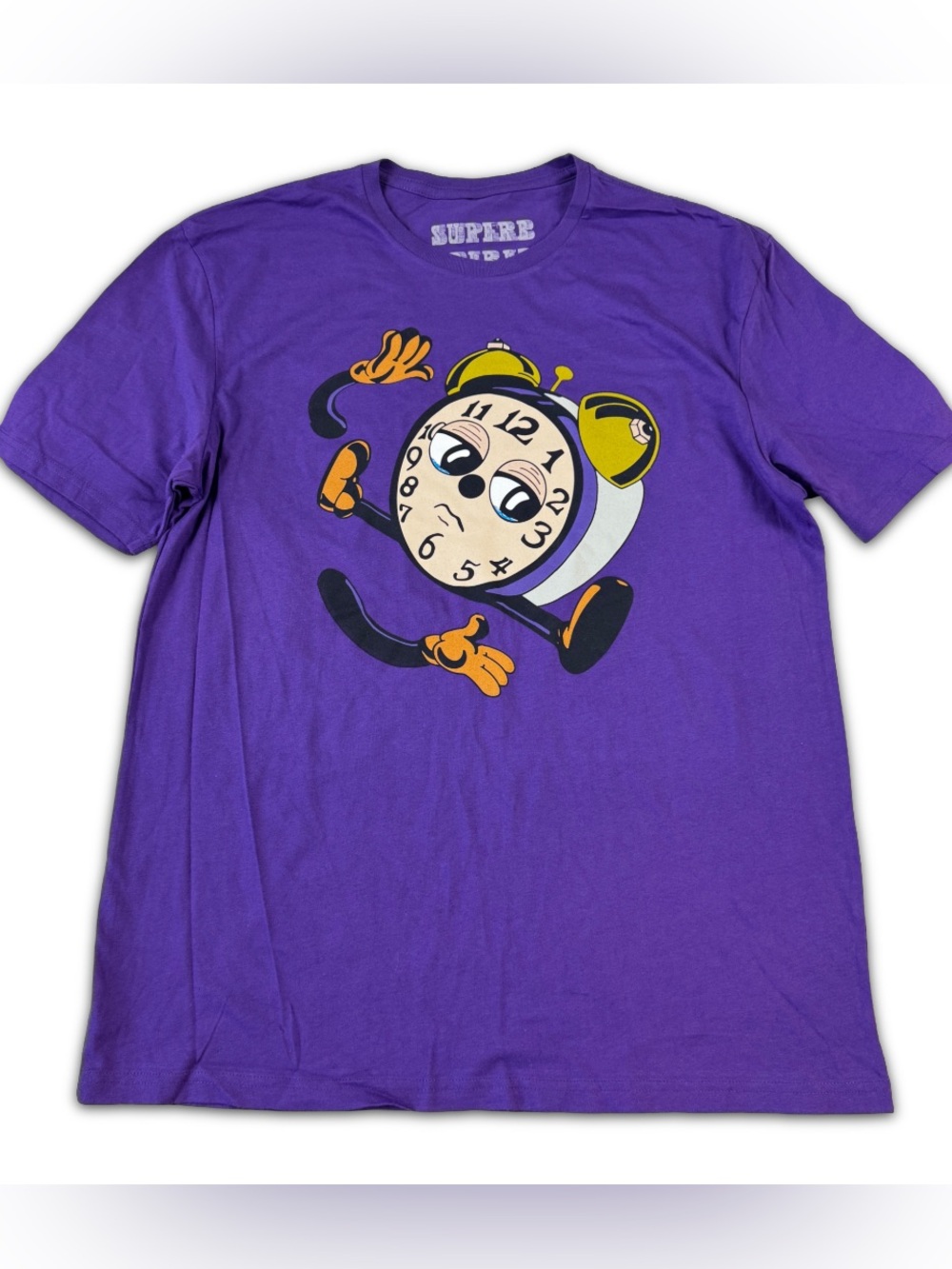Superb Spirit Alarm Clock Tee Size L Large Purple Short Sleeve NWOT